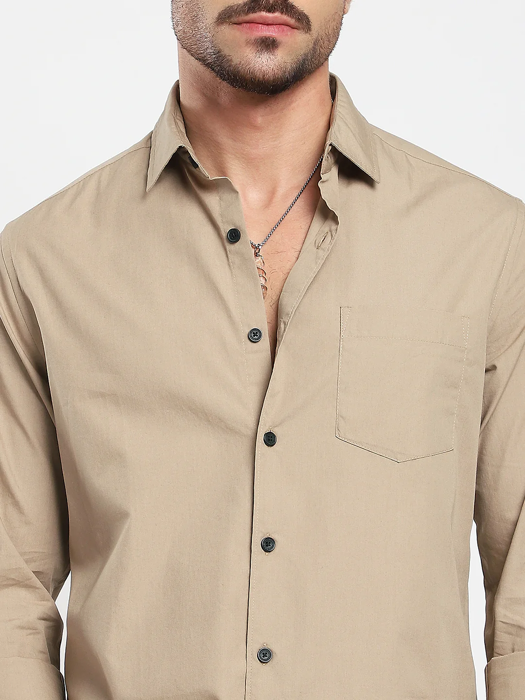 Classic Khaki Poplin Shirt - Image 3