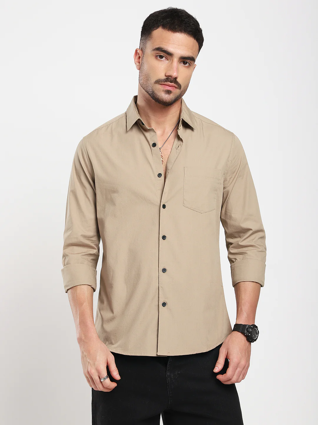 Classic Khaki Poplin Shirt - Image 4