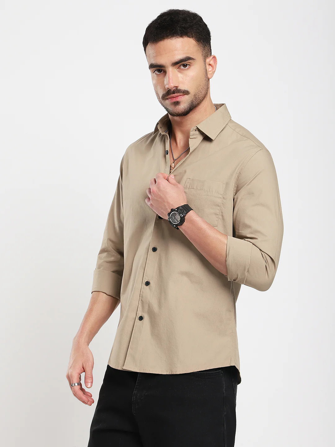 Classic Khaki Poplin Shirt - Image 5