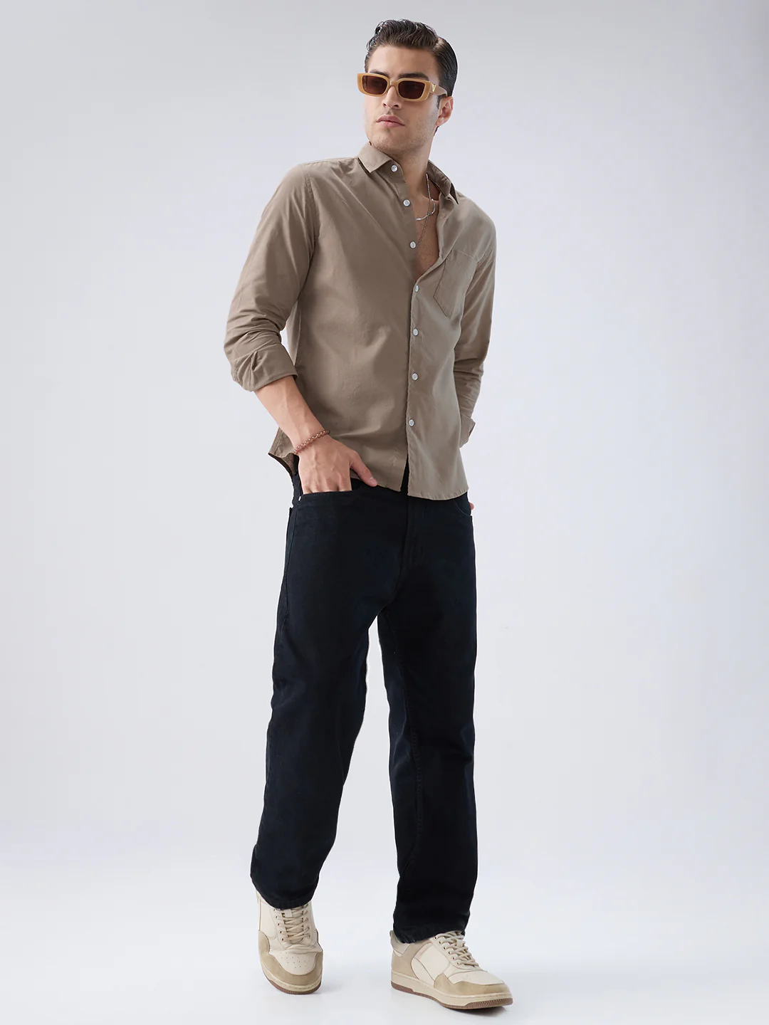 Classic Khaki Slub Weave Everyday Shirt - Image 8
