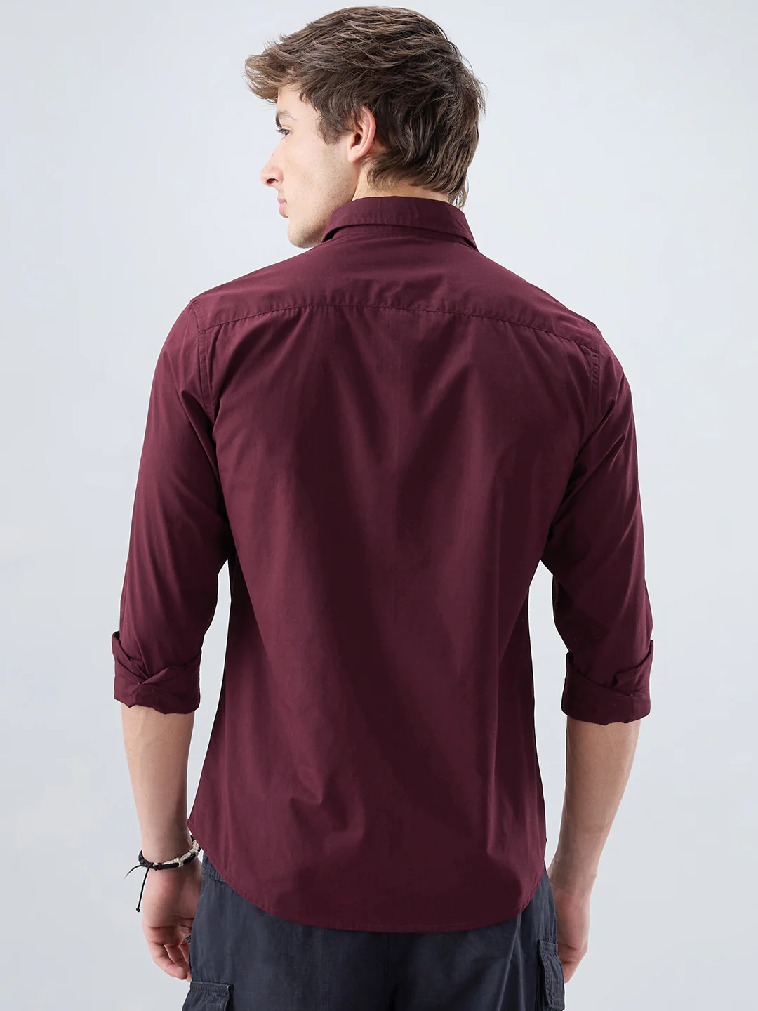 Classic Maroon Poplin Peach Finish Shirt - Image 7