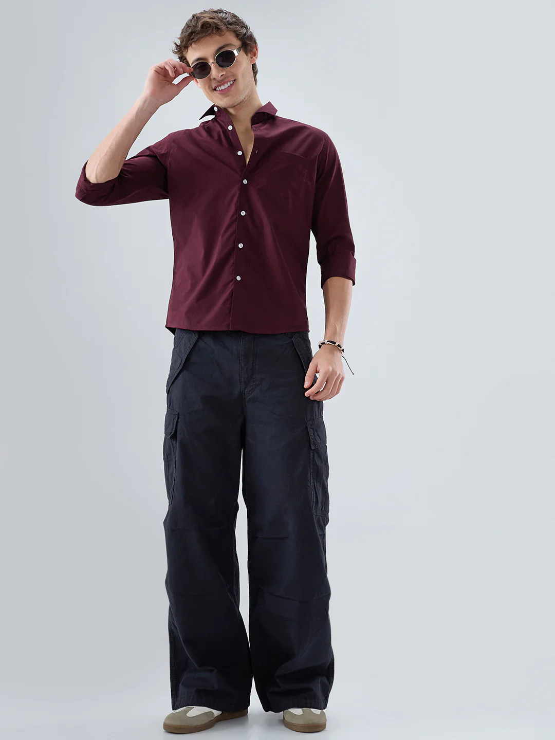 Classic Maroon Poplin Peach Finish Shirt - Image 8