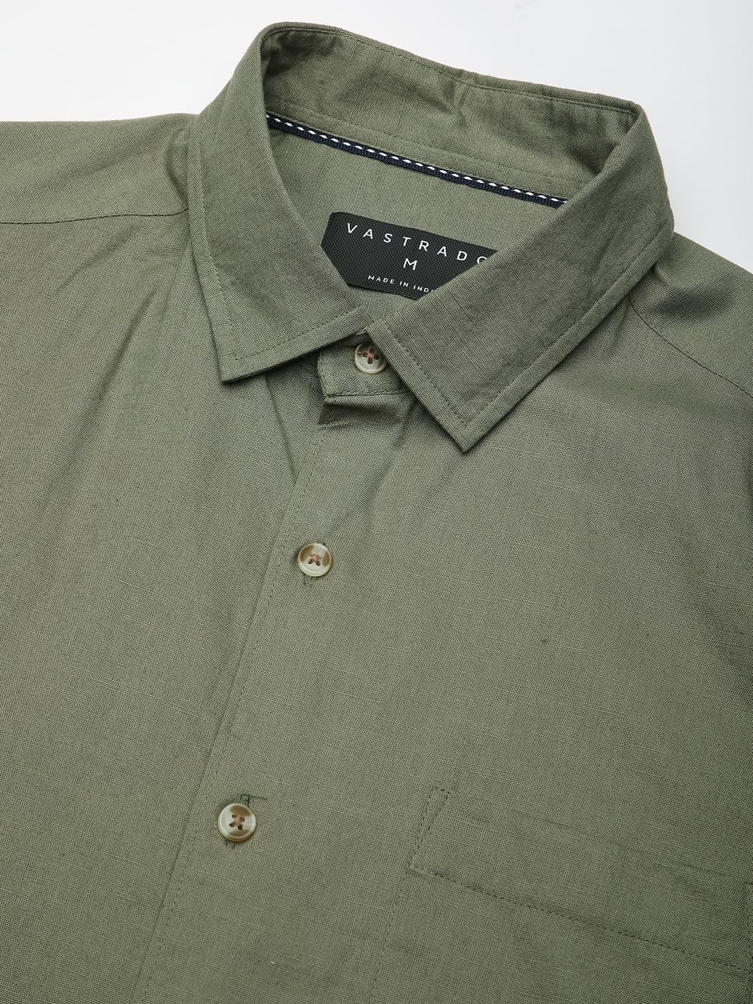 Classic Minimalist Olive Textured Shirt - Image 3