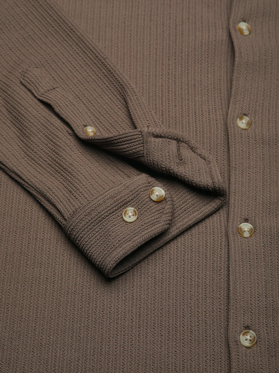 Classic Mocha Brown Textured Shirt - Image 9