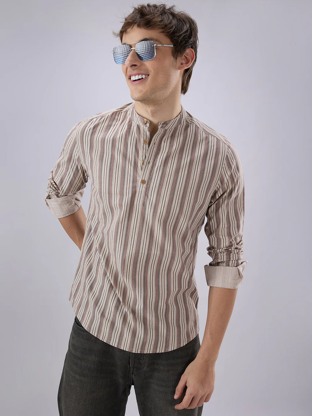 Classic Multicolor Half Placket Kurta - Image 2