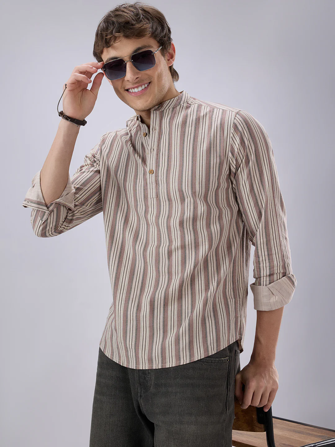 Classic Multicolor Half Placket Kurta - Image 4