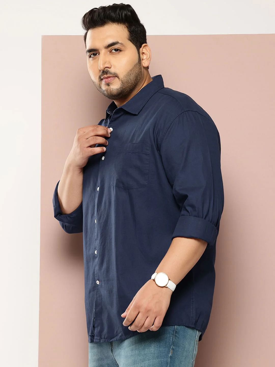 Classic Navy Solid Shirt - Image 3