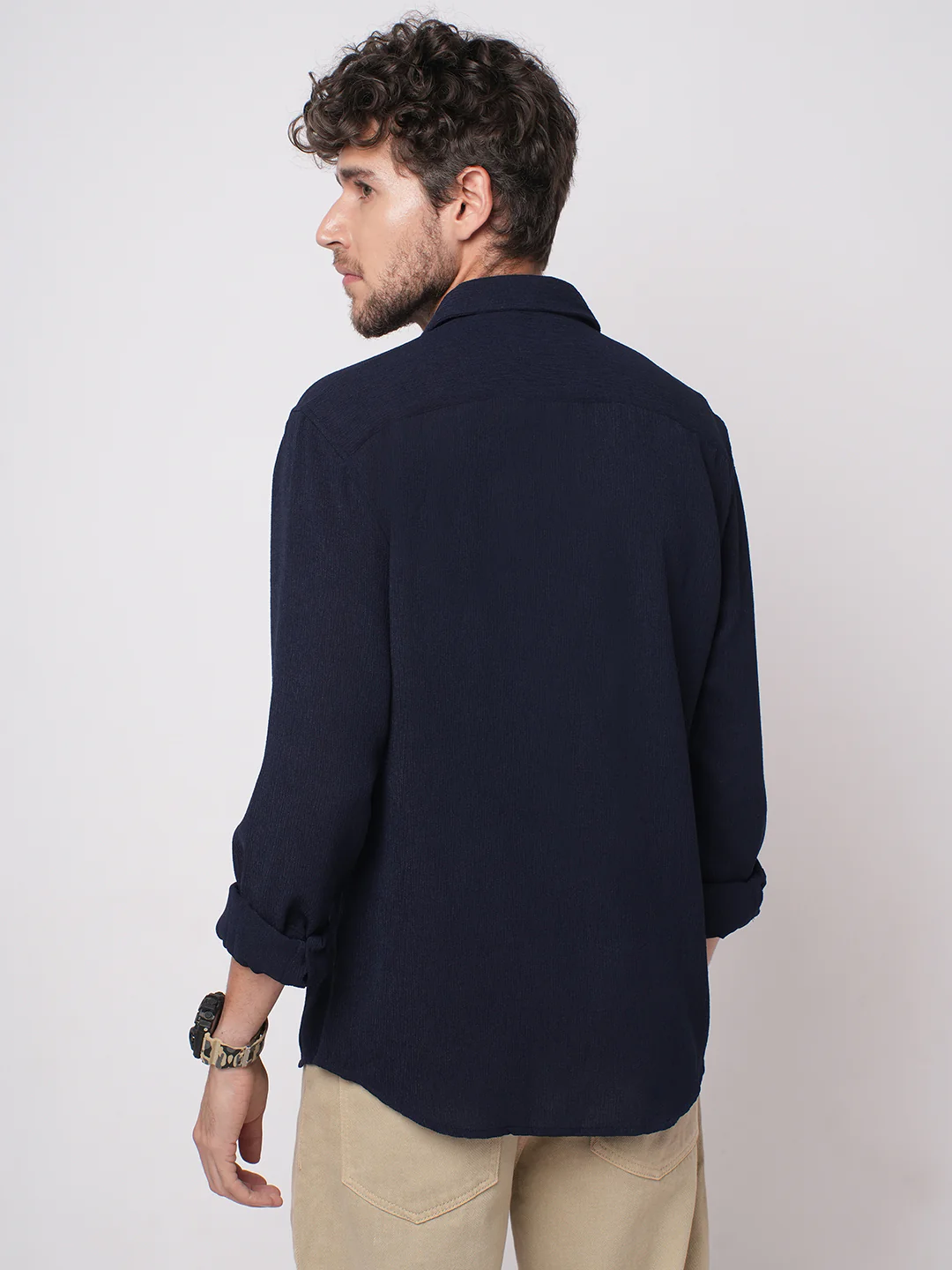Classic Nocturne Blue Crepe Shirt - Image 6