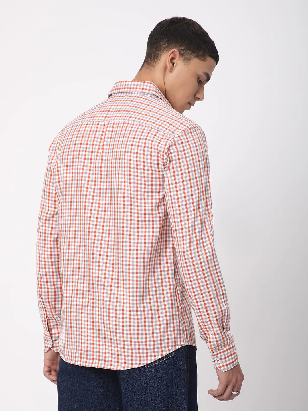 Classic Orange Mini Checkered Shirt - Image 8