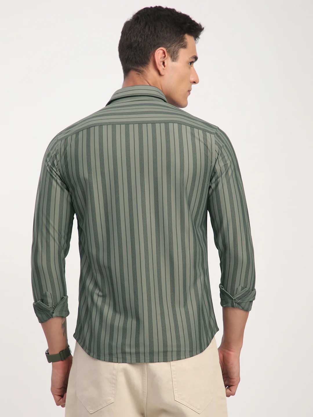 Classic Pullman Green Striped Shirt - Image 6