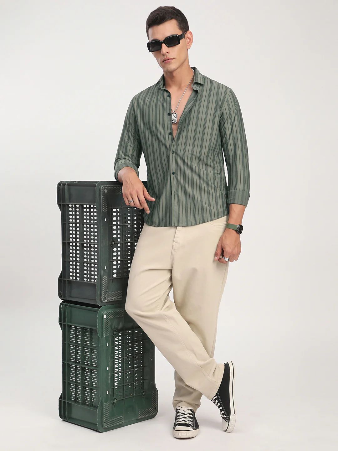 Classic Pullman Green Striped Shirt - Image 7