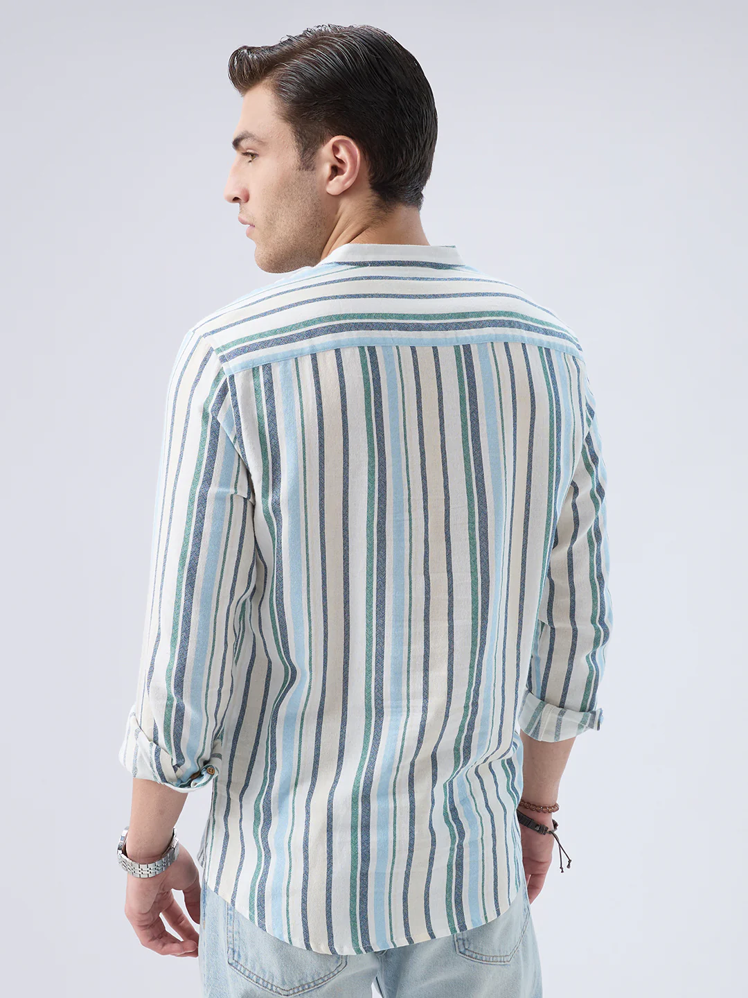 Classic Riviera Aqua Striped Kurta - Image 7