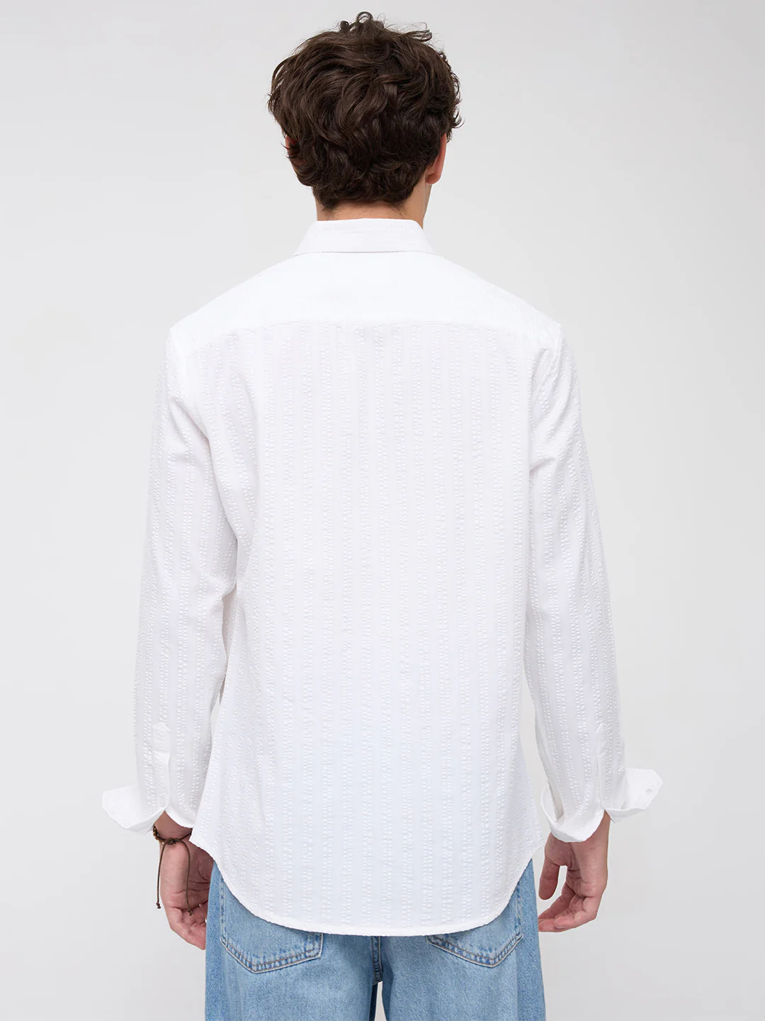 Classic White Seersucker Striped Shirt - Image 7