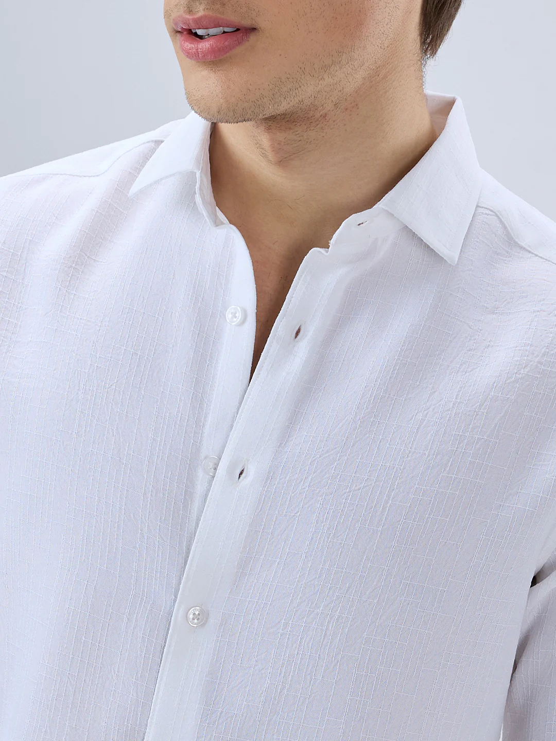 Classic White Slub Weave Shirt - Image 3