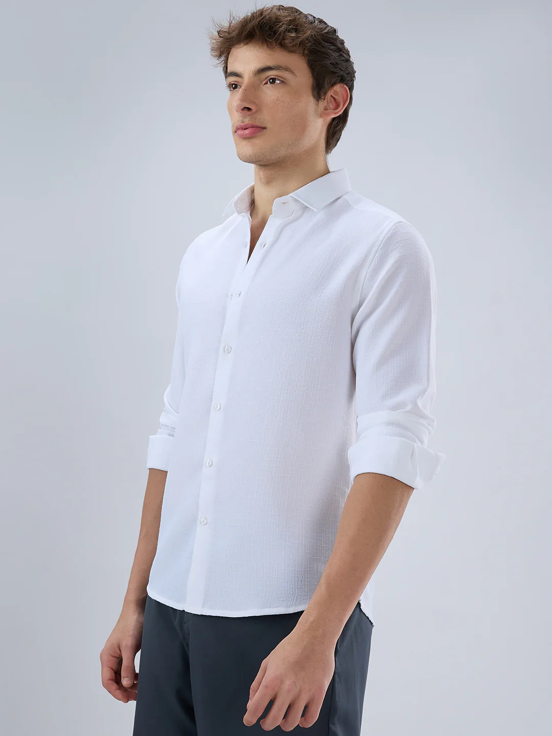 Classic White Slub Weave Shirt - Image 5
