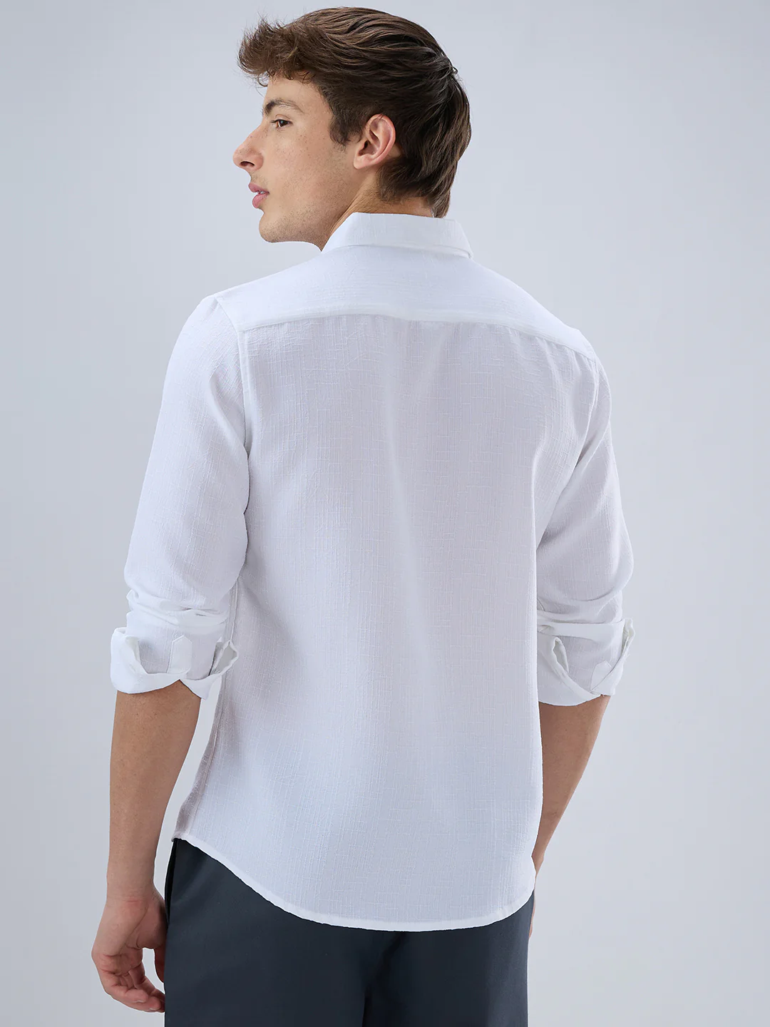 Classic White Slub Weave Shirt - Image 6