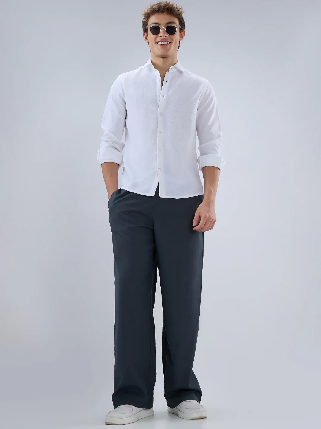 Classic White Slub Weave Shirt - Image 7