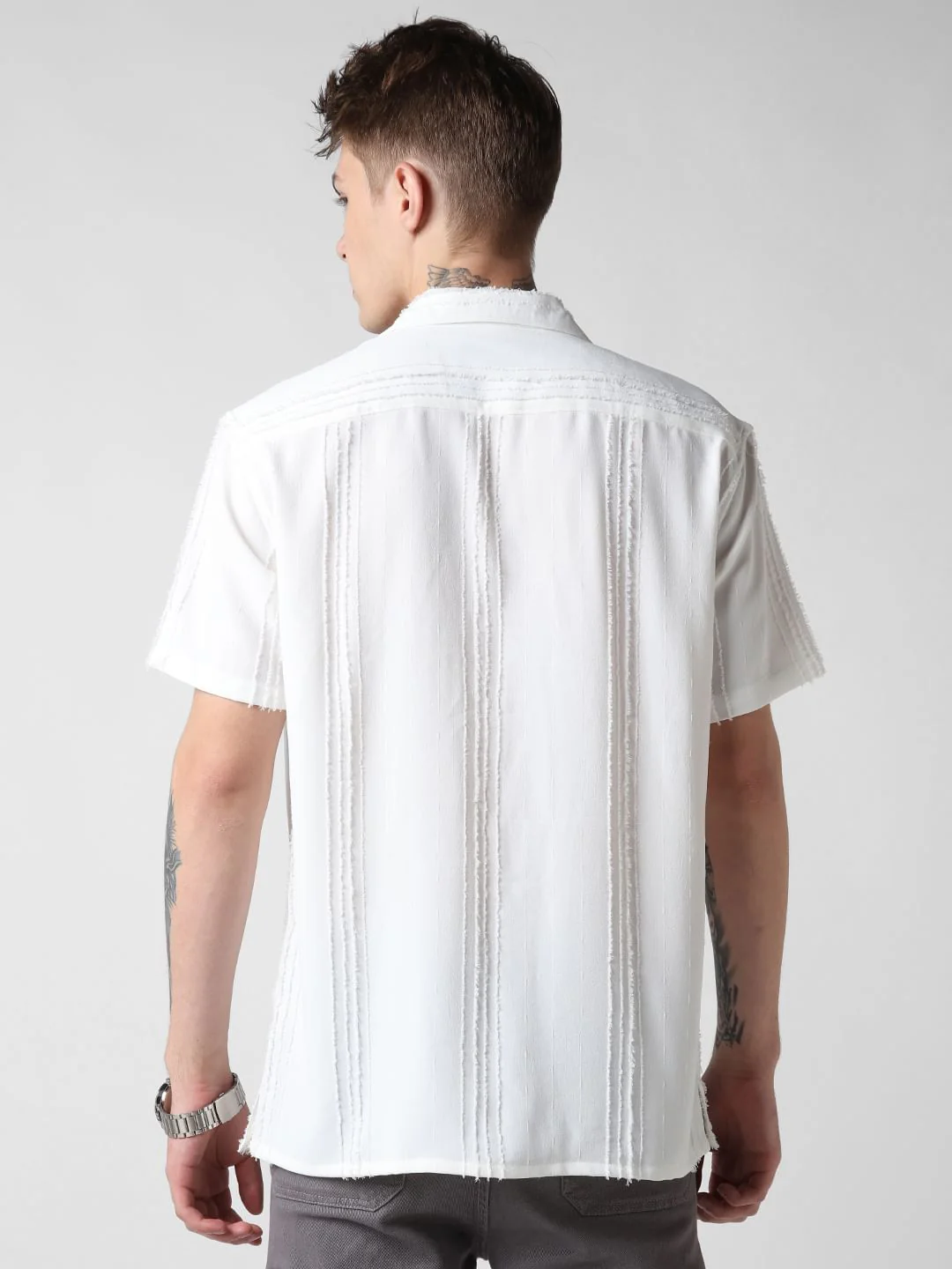 Classic White Textured Oversized Shirt - Image 7