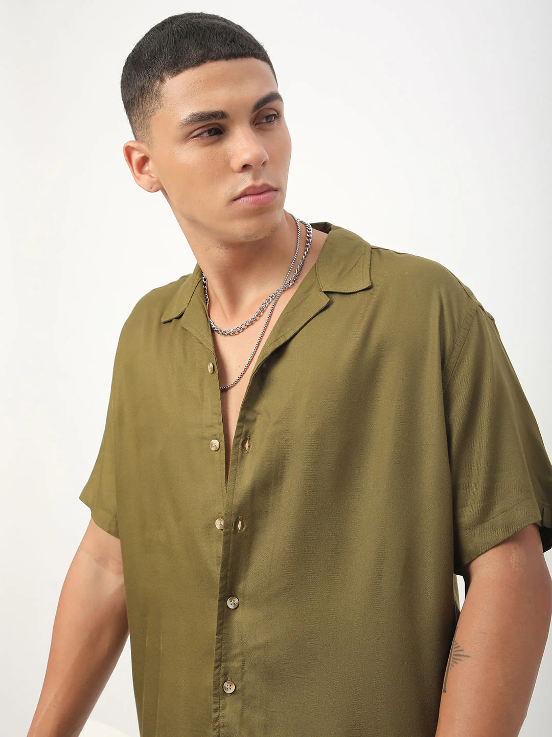 Classy Olive Oversized Shirt - Image 2