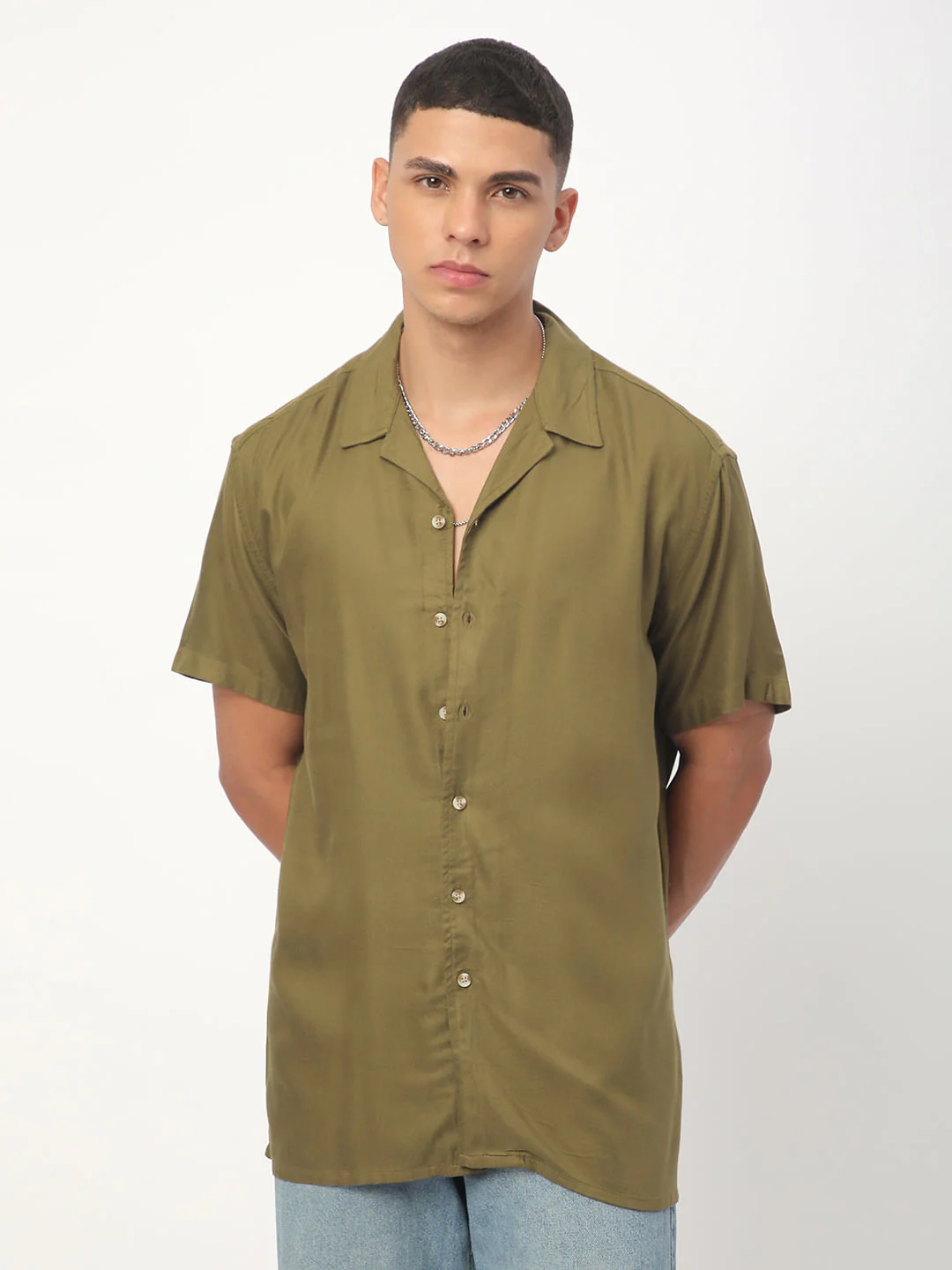 Classy Olive Oversized Shirt - Image 5