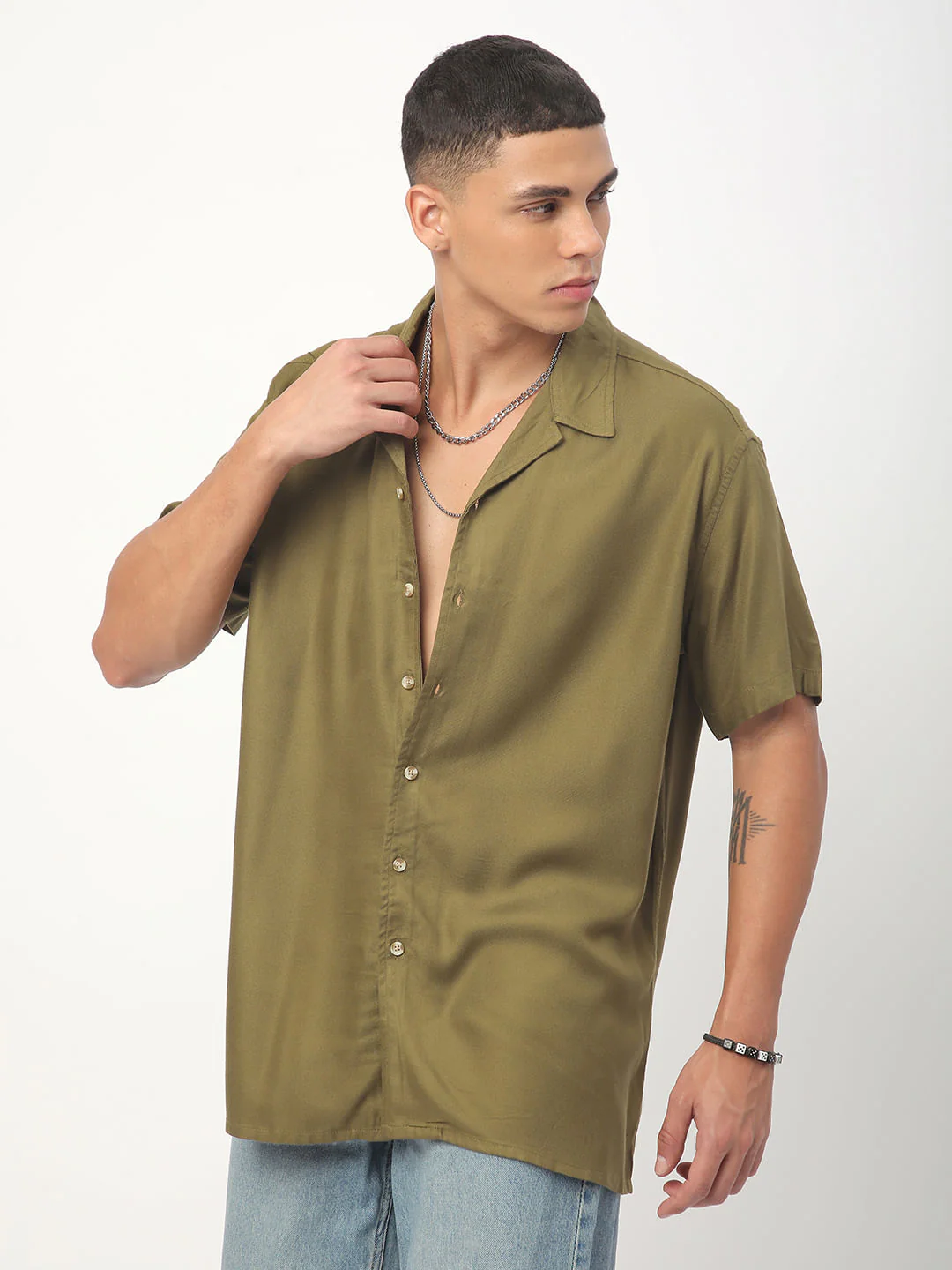 Classy Olive Oversized Shirt - Image 6