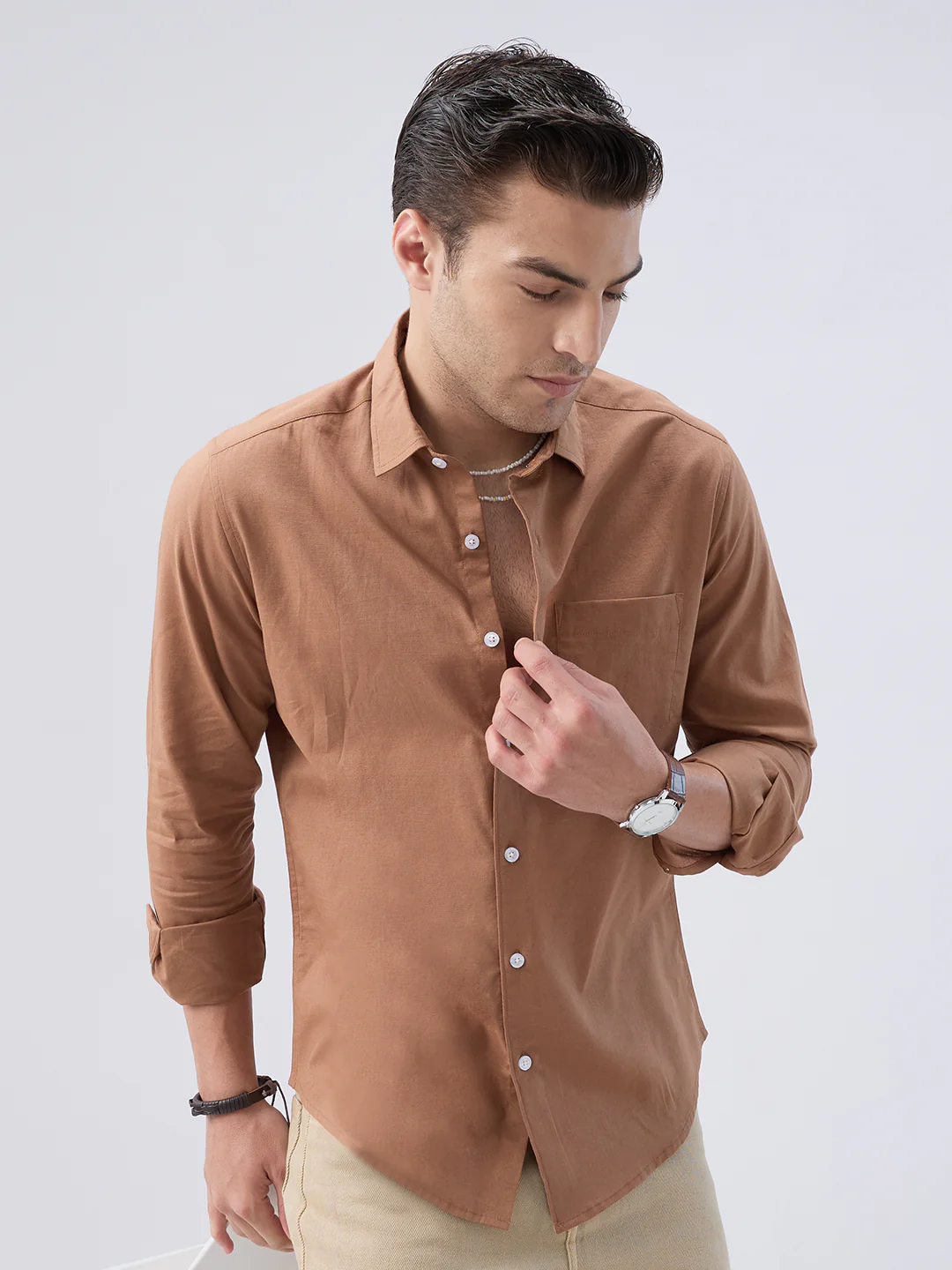 Clay Brown Slub Essence Shirt - Image 2