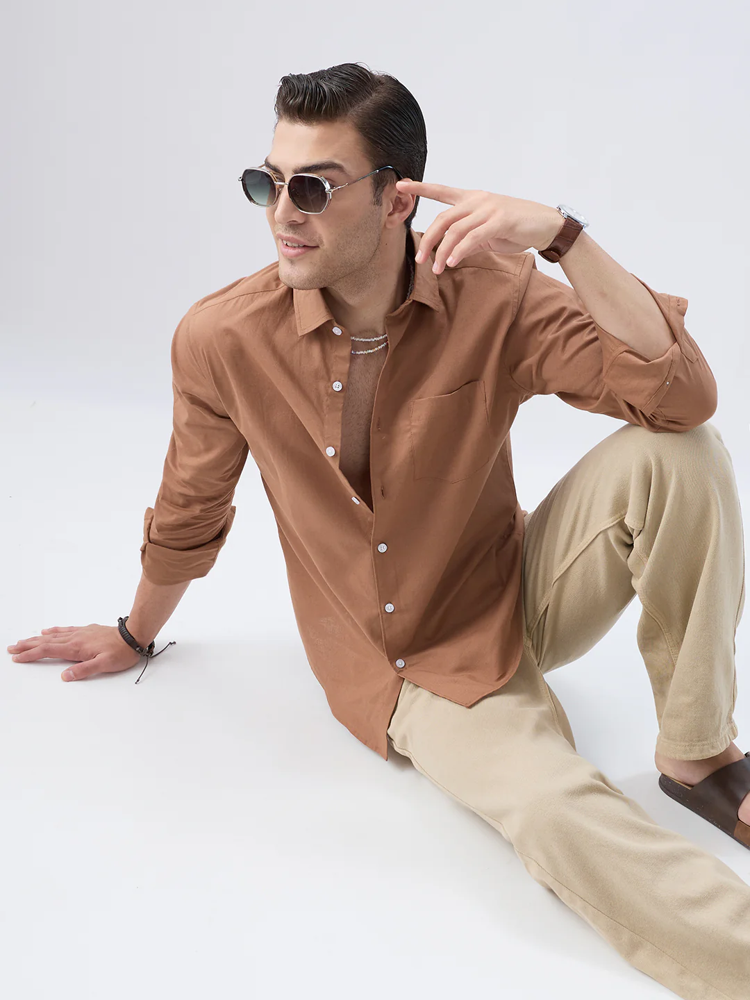 Clay Brown Slub Essence Shirt - Image 4