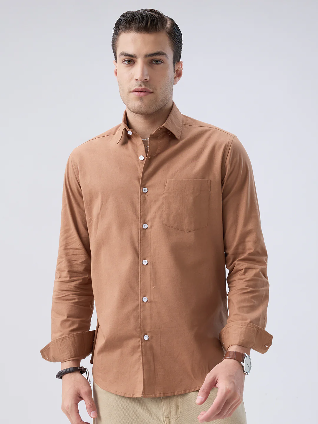 Clay Brown Slub Essence Shirt - Image 5