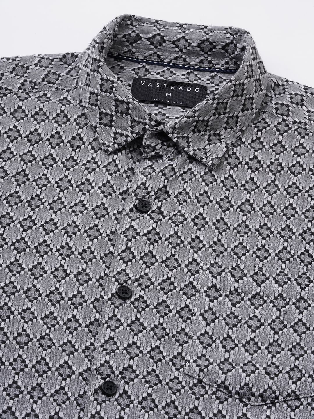 Cloud Grey Diamond Jacquard Weaved Shirt - Image 3