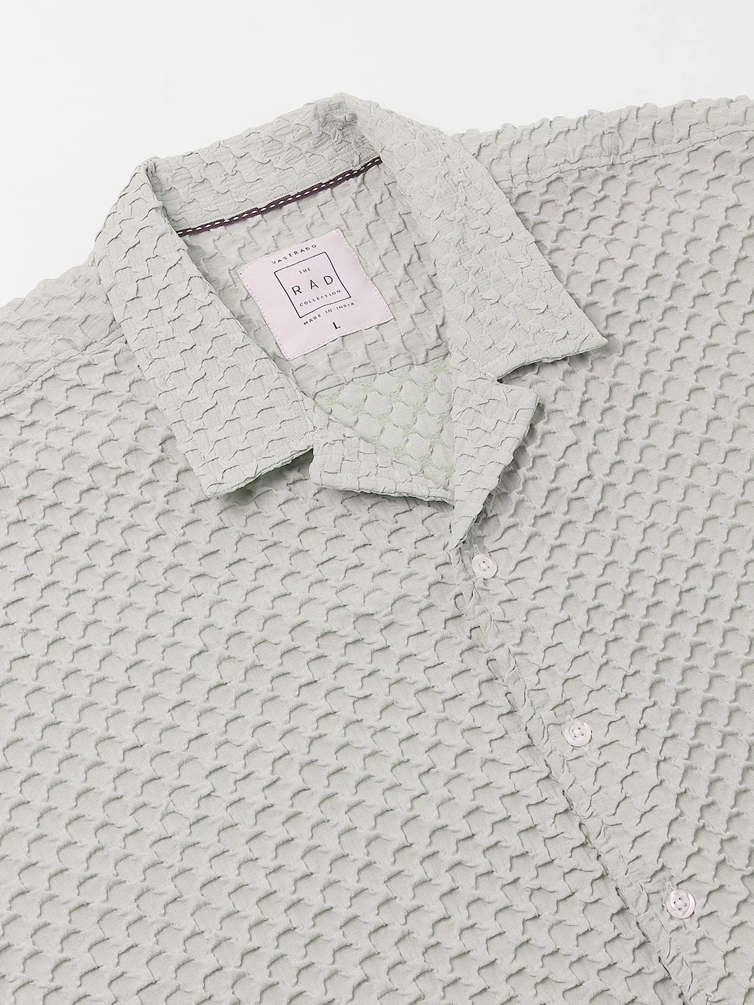 Cloud Grey Embossed Patterned Oversized Shirt - Image 8