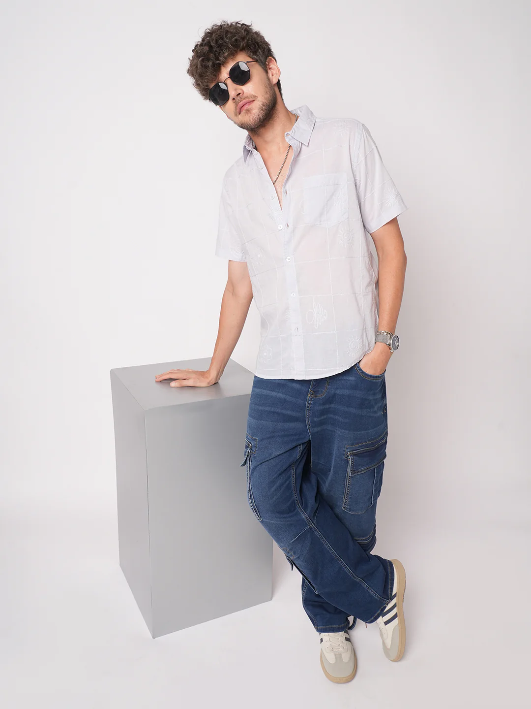 Cloud Grey Embroidered Shirt - Image 8