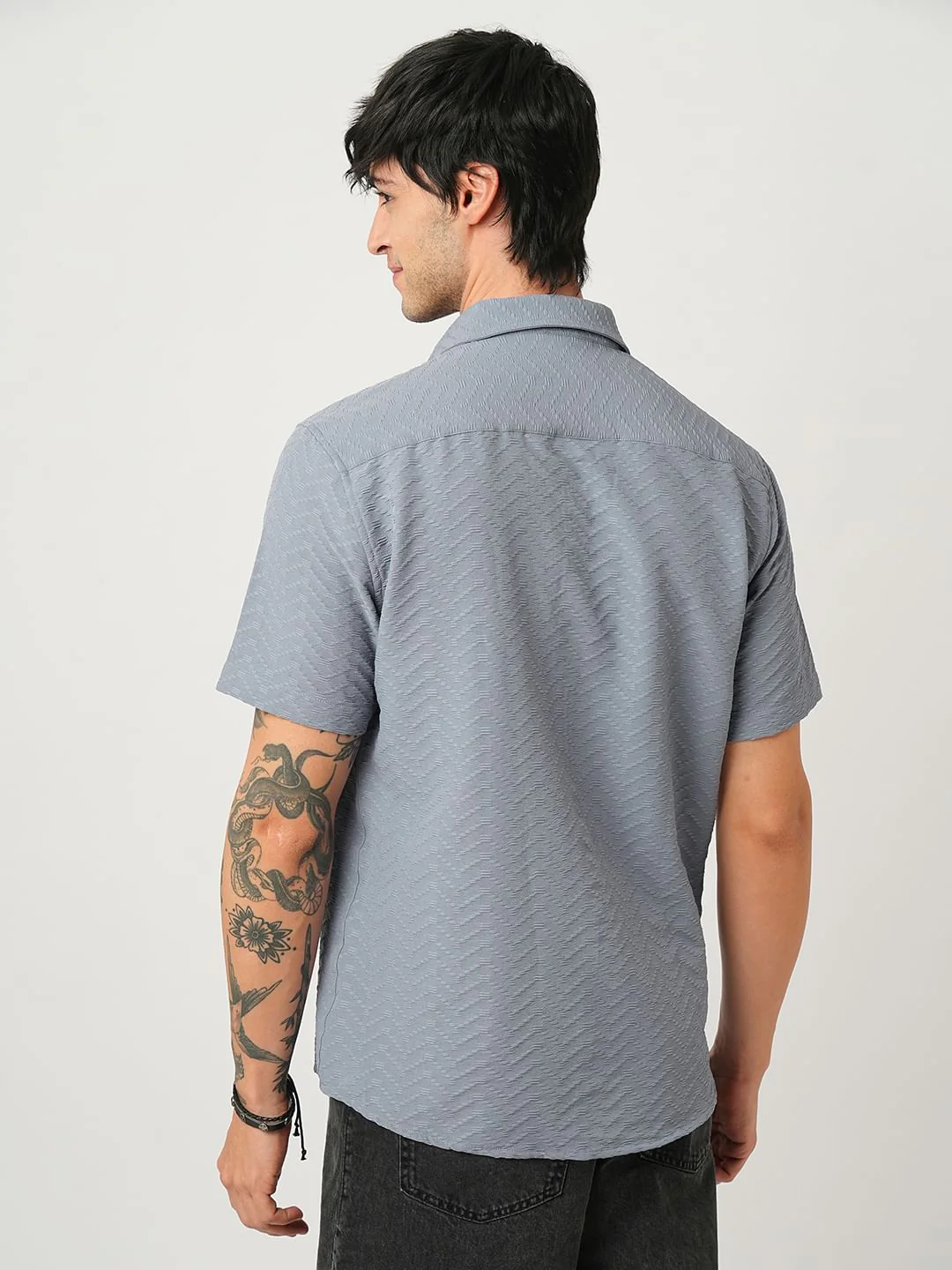 Cloud Grey Wavique Textured Shirt - Image 7