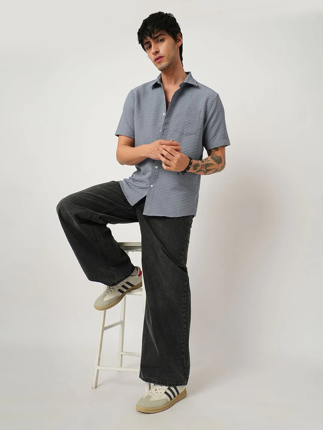 Cloud Grey Wavique Textured Shirt - Image 8