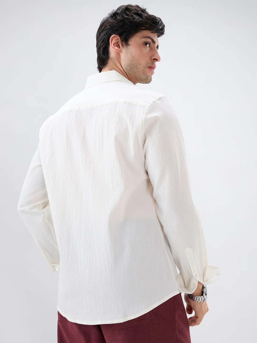 Cloud White Breezy Textured Shirt - Image 7