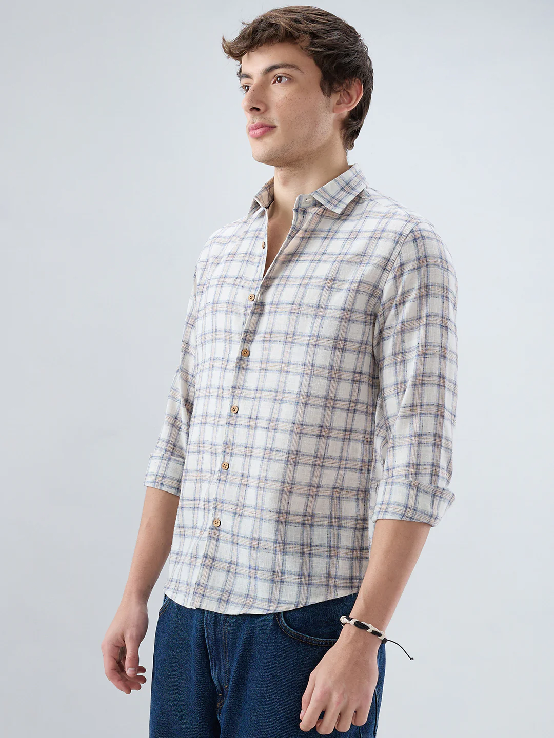 Coastal Beige & White Box Checks Shirt - Image 6