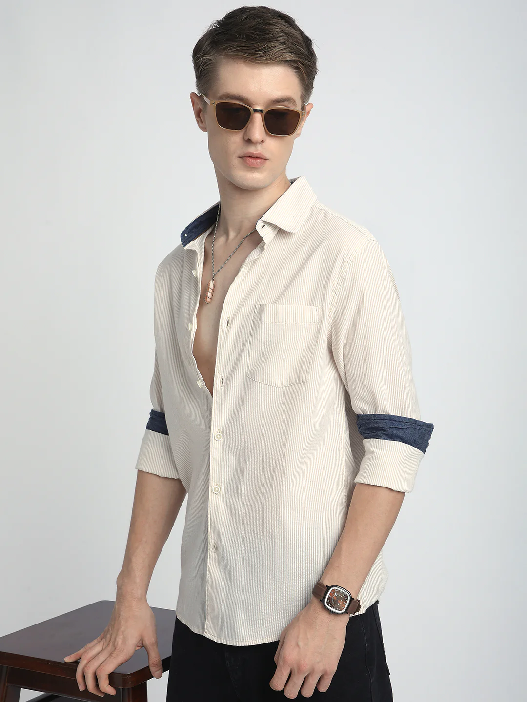 Coastal Dune Striped Seersucker Shirt - Image 4