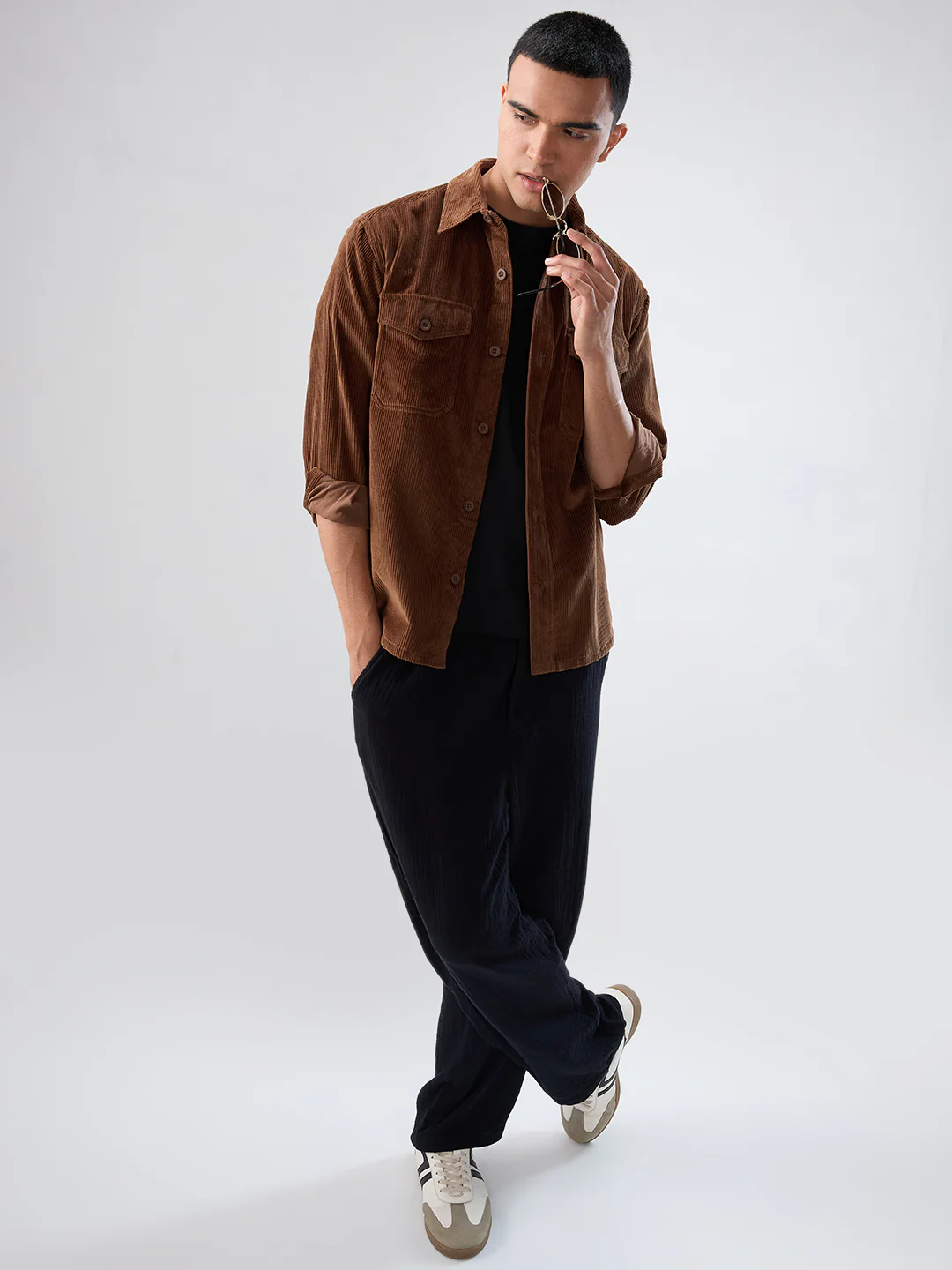 Cocoa Brown Corduroy Double Pocket Overshirt - Image 8