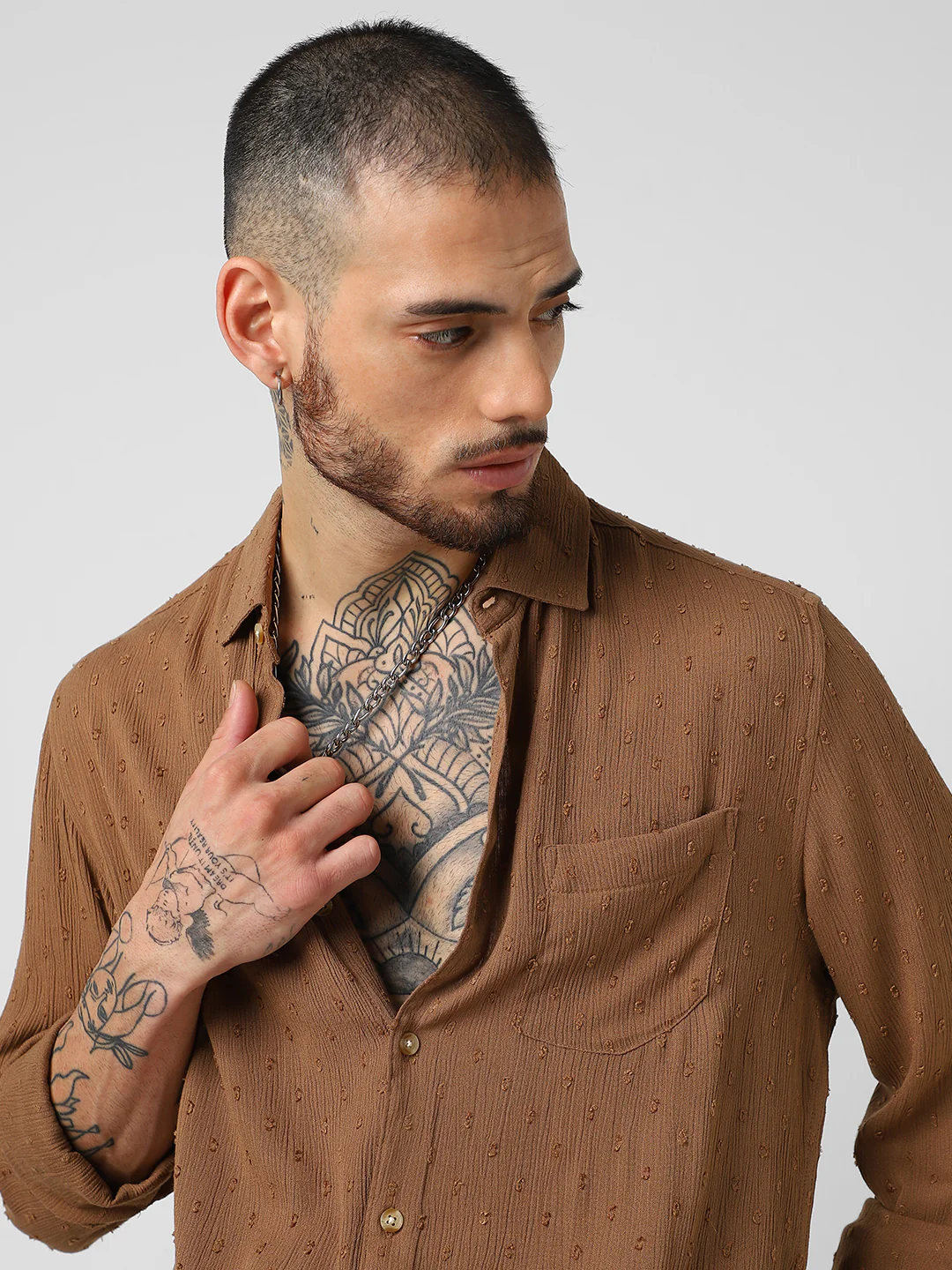Cocoa Brown Swiss Dobby Shirt - Image 2