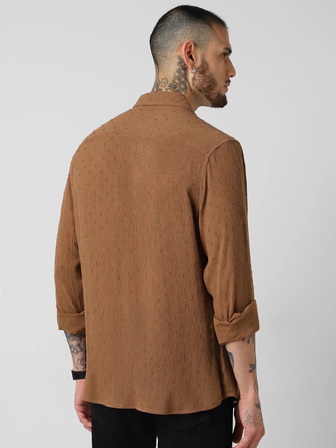 Cocoa Brown Swiss Dobby Shirt - Image 7