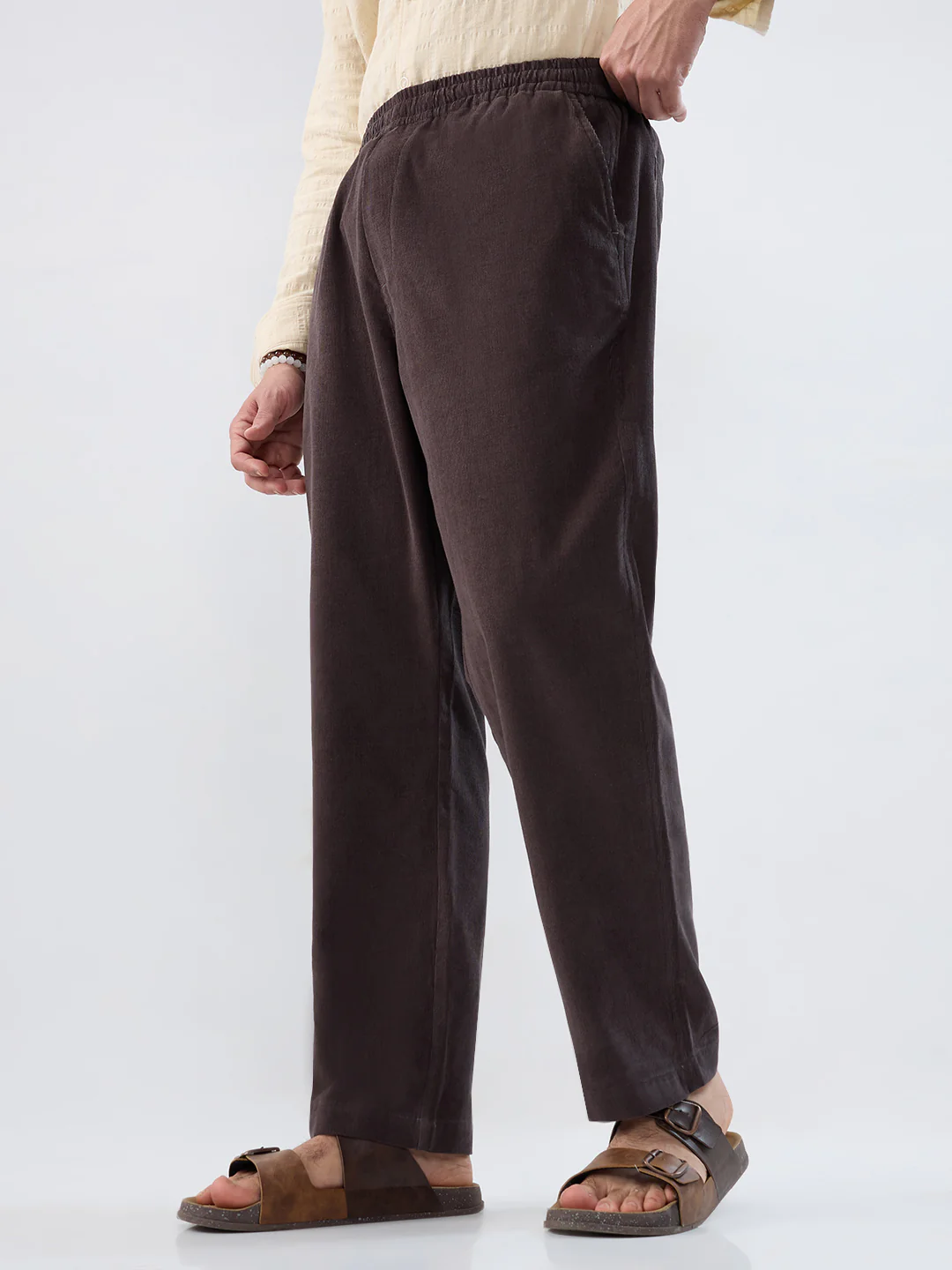 Coffee Brown Corduroy Tapered Trousers - Image 5