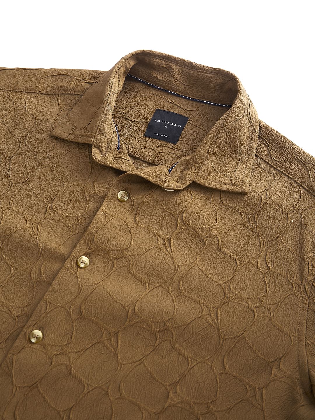 Coffee Brown Crumpled Textured Shirt - Image 3
