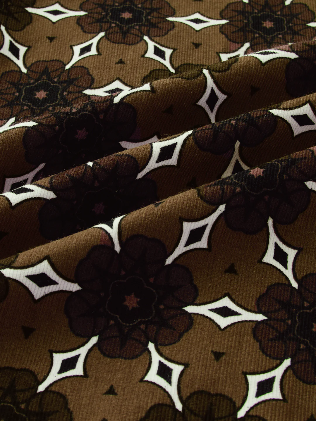 Coffee Brown Floral Bloom Corduroy Shirt - Image 9