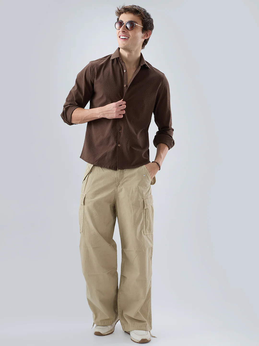 Coffee Brown Interlock Maze Weave Knitted Shirt - Image 8