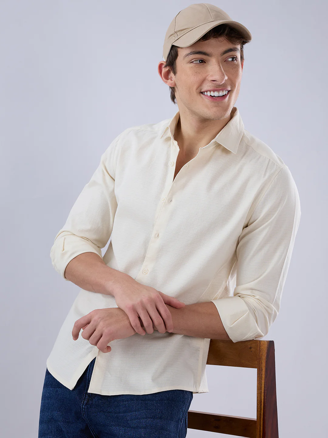 Coffee Cream Textured Everyday Shirt