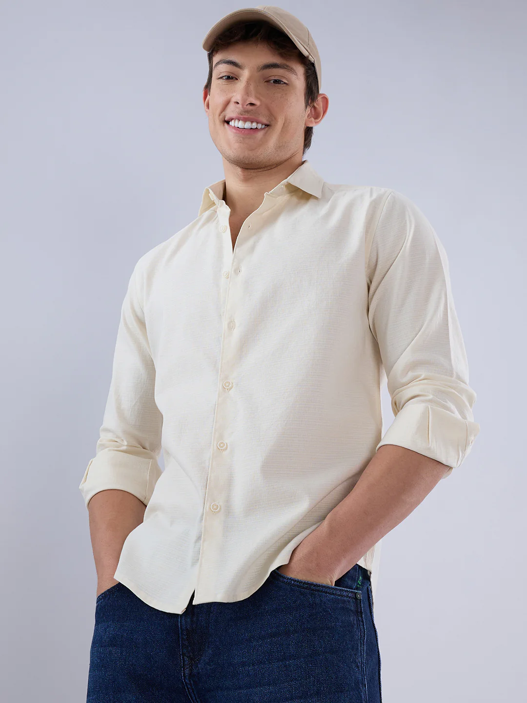 Coffee Cream Textured Everyday Shirt - Image 2