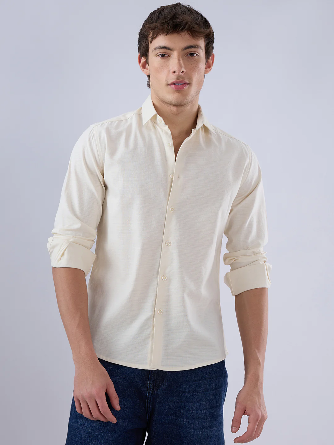 Coffee Cream Textured Everyday Shirt - Image 5