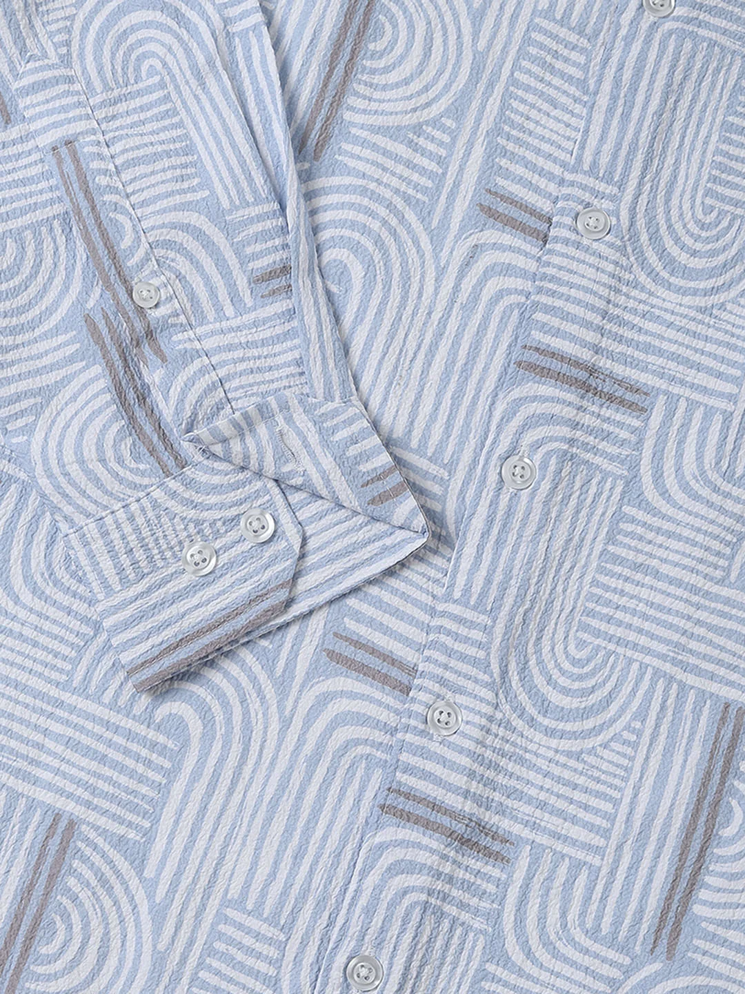 Columbia Blue Creased Monochrome Printed Shirt - Image 3