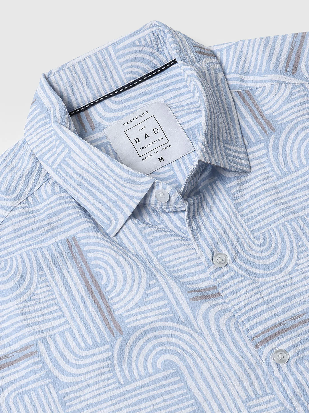Columbia Blue Creased Monochrome Printed Shirt - Image 9