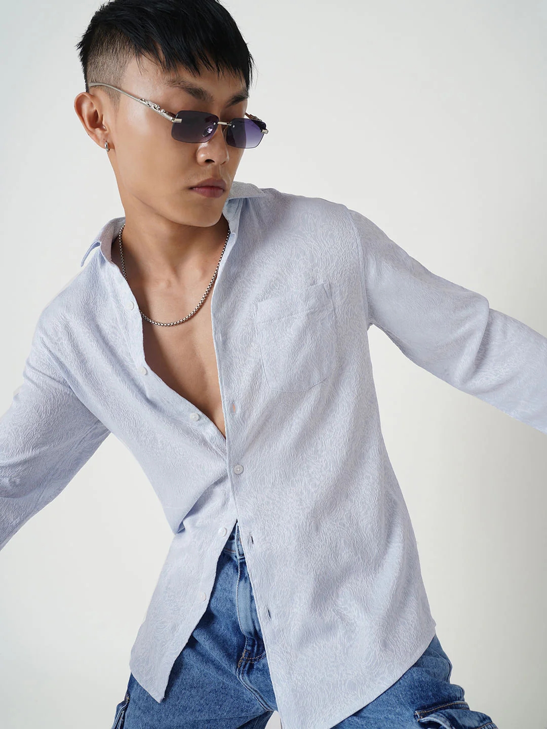 Columbia Blue Jacquard Shirt - Image 4