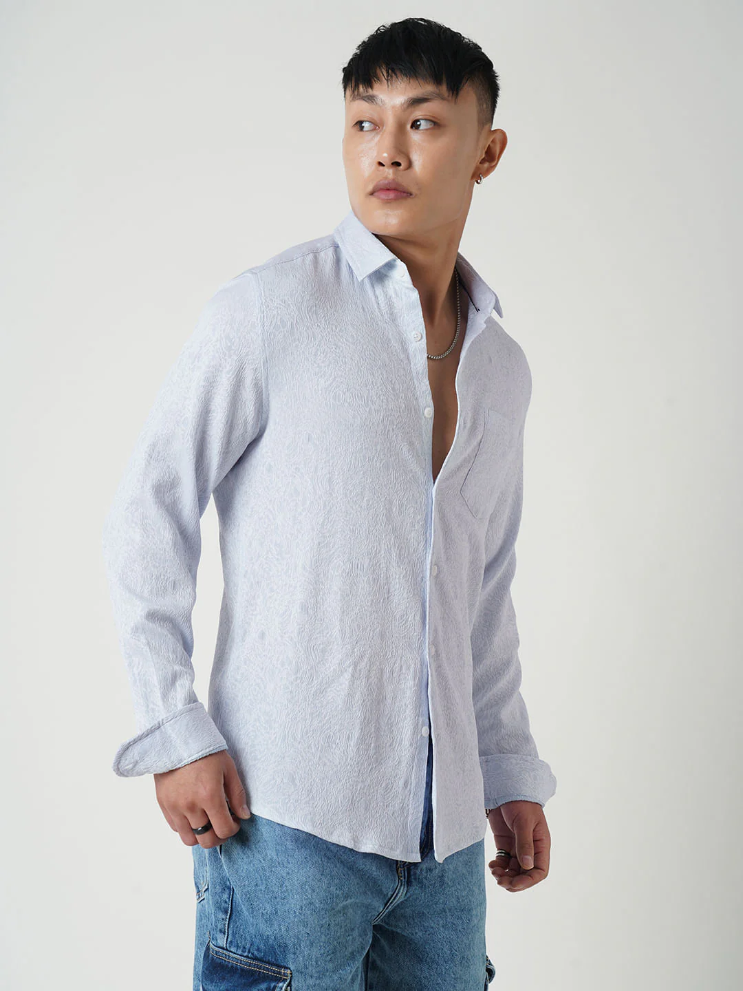 Columbia Blue Jacquard Shirt - Image 6